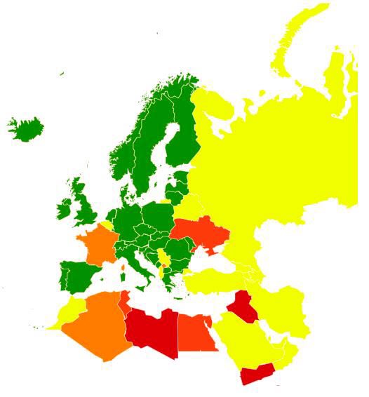 Color Coded Safety Map Showing Safe Destination Countries « Safe