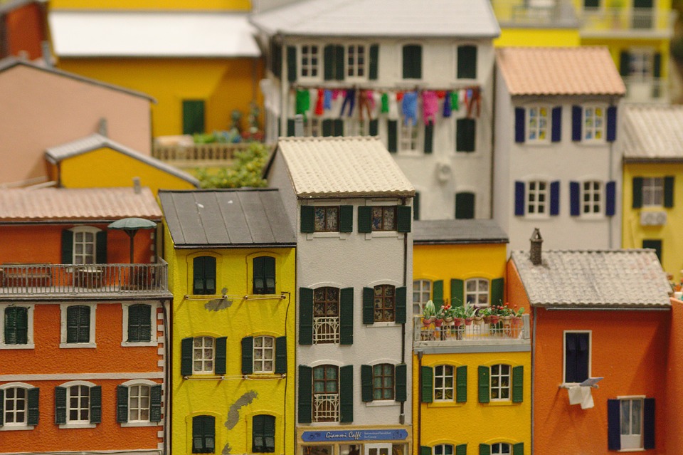 city, village, colorful